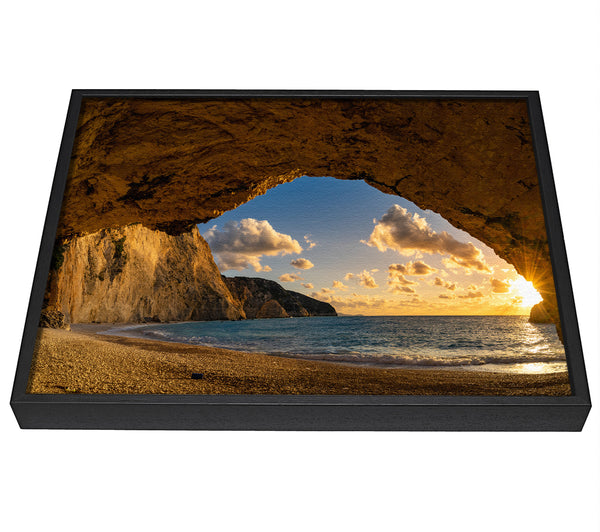 A picture of a Cave on the coast framed canvas print sold by Wallart-Direct.co.uk