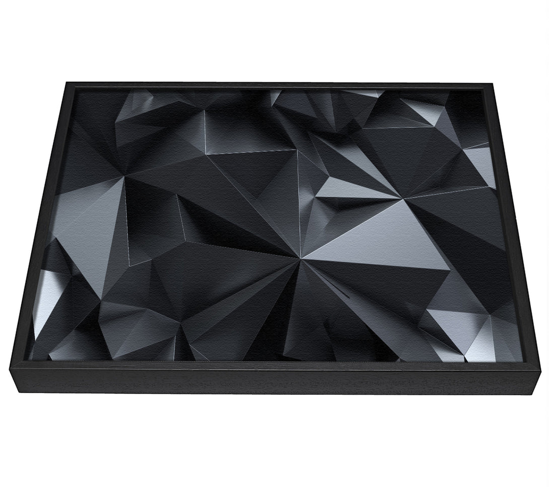 A picture of a Grey triangles close up isometric framed canvas print sold by Wallart-Direct.co.uk