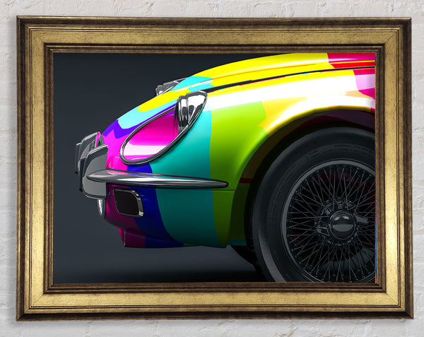 E type Jaguar rainbow stripes