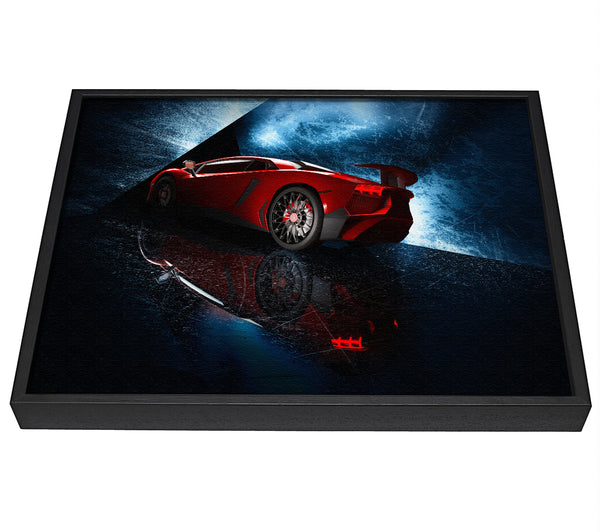 A picture of a Red Supercar stanced framed canvas print sold by Wallart-Direct.co.uk