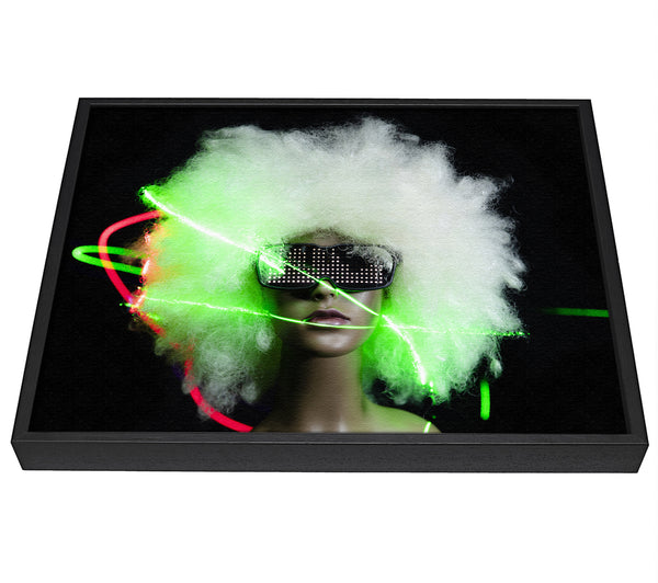 A picture of a Neon light afro framed canvas print sold by Wallart-Direct.co.uk