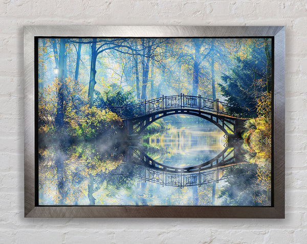 Blue hue bridge on lake