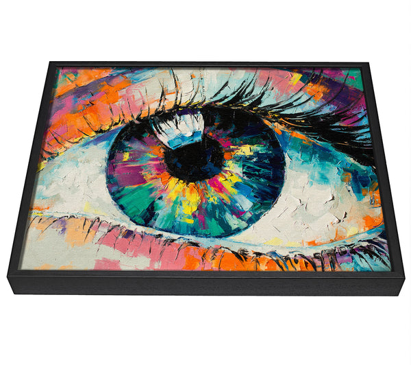 A picture of a Detailed eye up close acrylic paints framed canvas print sold by Wallart-Direct.co.uk