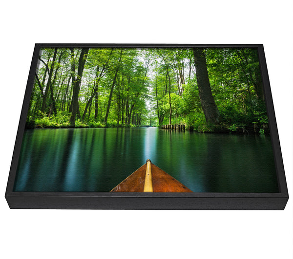 A picture of a Sitting on a row boat journey framed canvas print sold by Wallart-Direct.co.uk