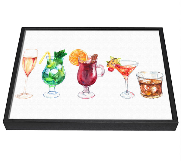 A picture of a Cocktails Of Summer framed canvas print sold by Wallart-Direct.co.uk