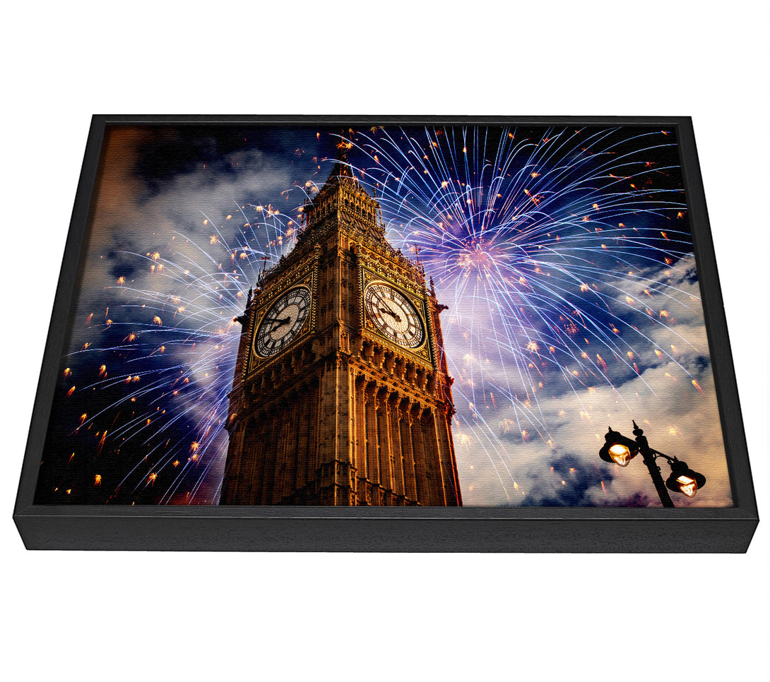 A picture of a Big Ben On New Years framed canvas print sold by Wallart-Direct.co.uk