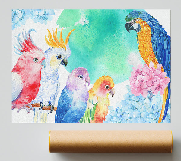 Array Of Watercolour Parrots