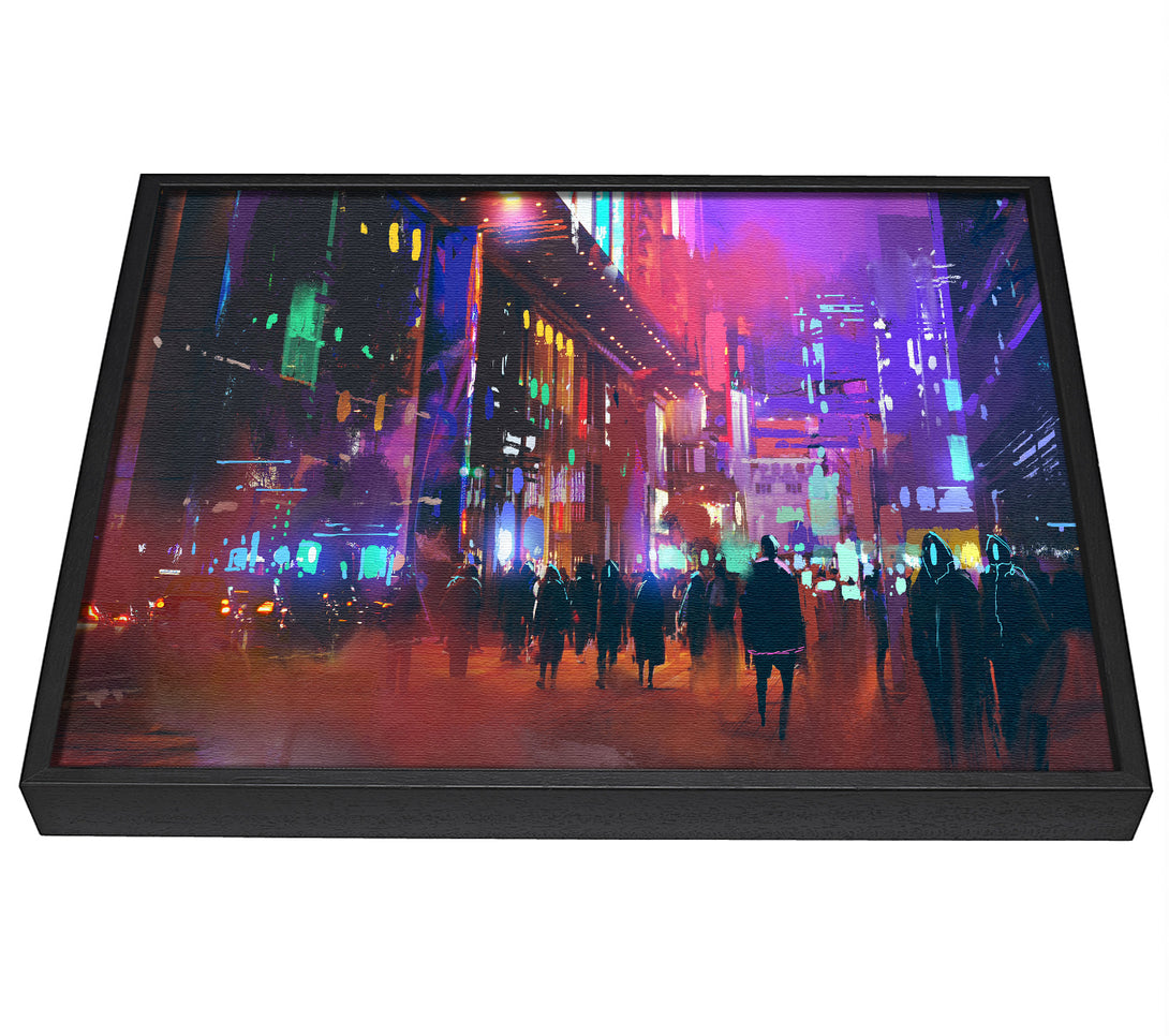 A picture of a City Of Night People framed canvas print sold by Wallart-Direct.co.uk