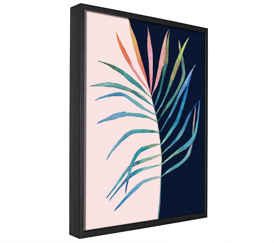 A picture of a Palm Leaf Mid Century framed canvas print sold by Wallart-Direct.co.uk