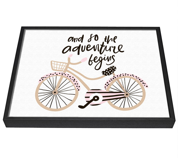 A picture of a The Adventure Begins Bike framed canvas print sold by Wallart-Direct.co.uk