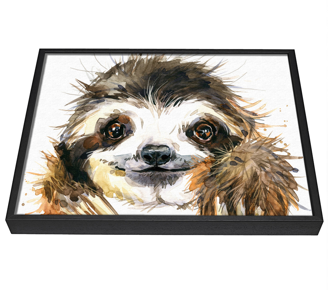 A picture of a Water Colour Sloth framed canvas print sold by Wallart-Direct.co.uk