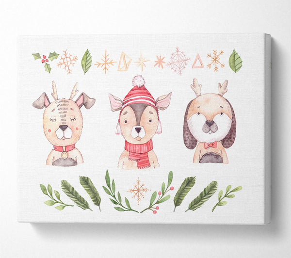 Three Woodlands Animals At Christmas