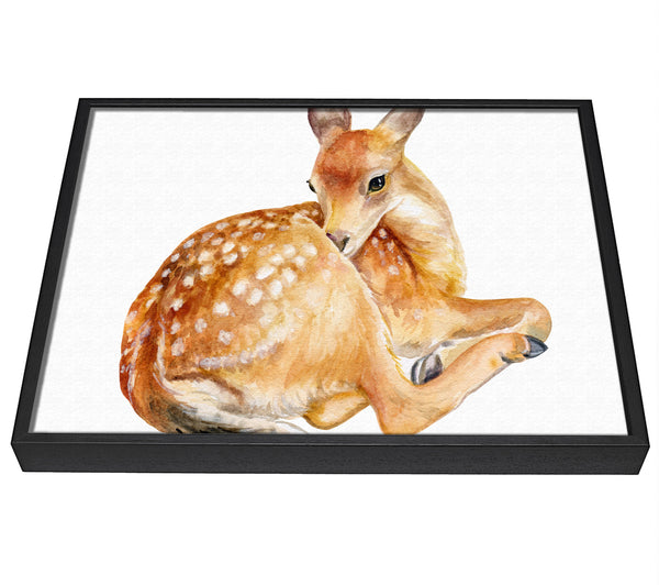 A picture of a Watercolour Woodland Deer framed canvas print sold by Wallart-Direct.co.uk