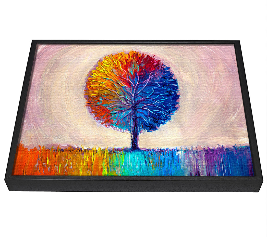 A picture of a Lone Tree Rainbow framed canvas print sold by Wallart-Direct.co.uk