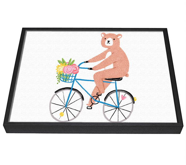 A picture of a Bear Riding A Bike framed canvas print sold by Wallart-Direct.co.uk