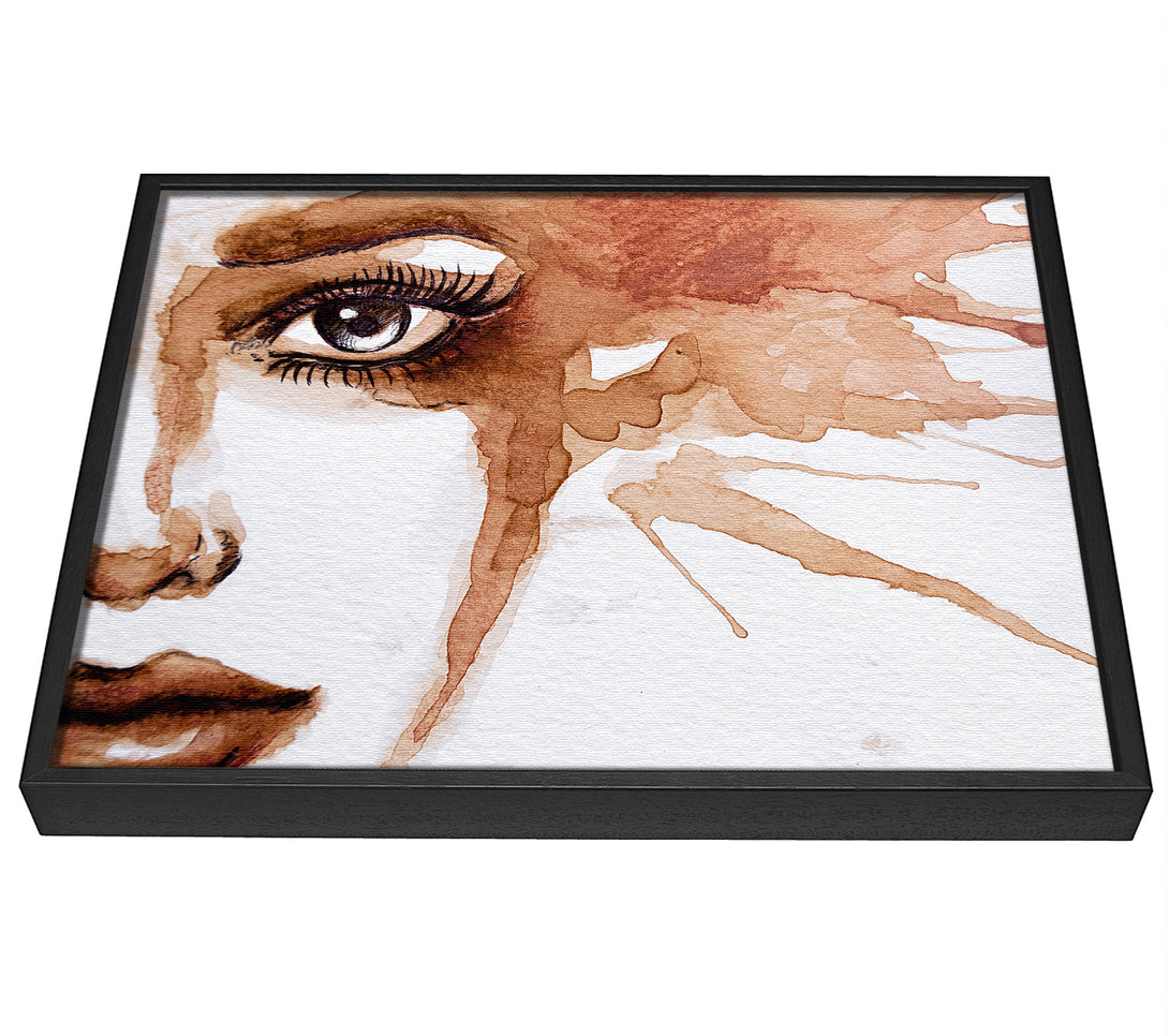 A picture of a Watercolour Sepia Face framed canvas print sold by Wallart-Direct.co.uk