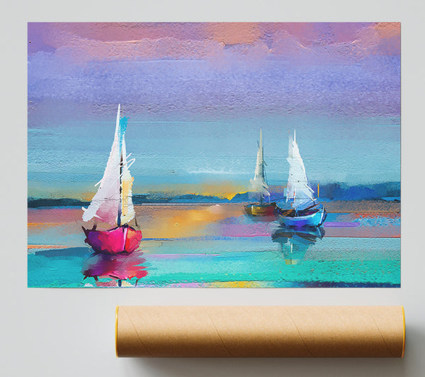 Turquoise Watercolour Boats