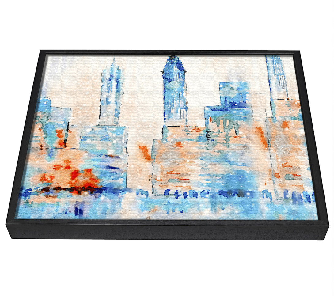 A picture of a Hazy Streets Of New York framed canvas print sold by Wallart-Direct.co.uk