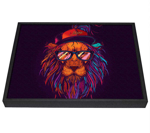 A picture of a Lion Sunglasses framed canvas print sold by Wallart-Direct.co.uk