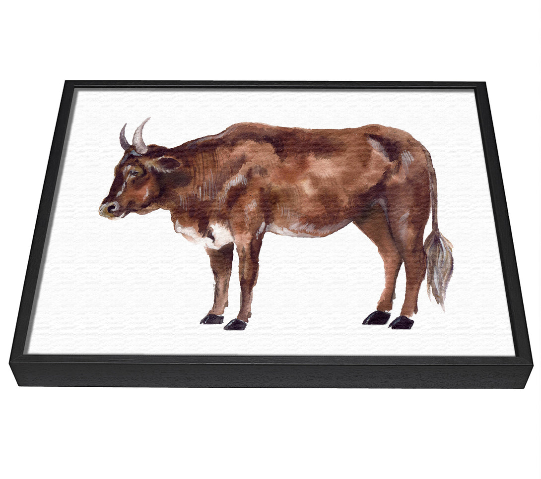 A picture of a Big Brown Cow framed canvas print sold by Wallart-Direct.co.uk