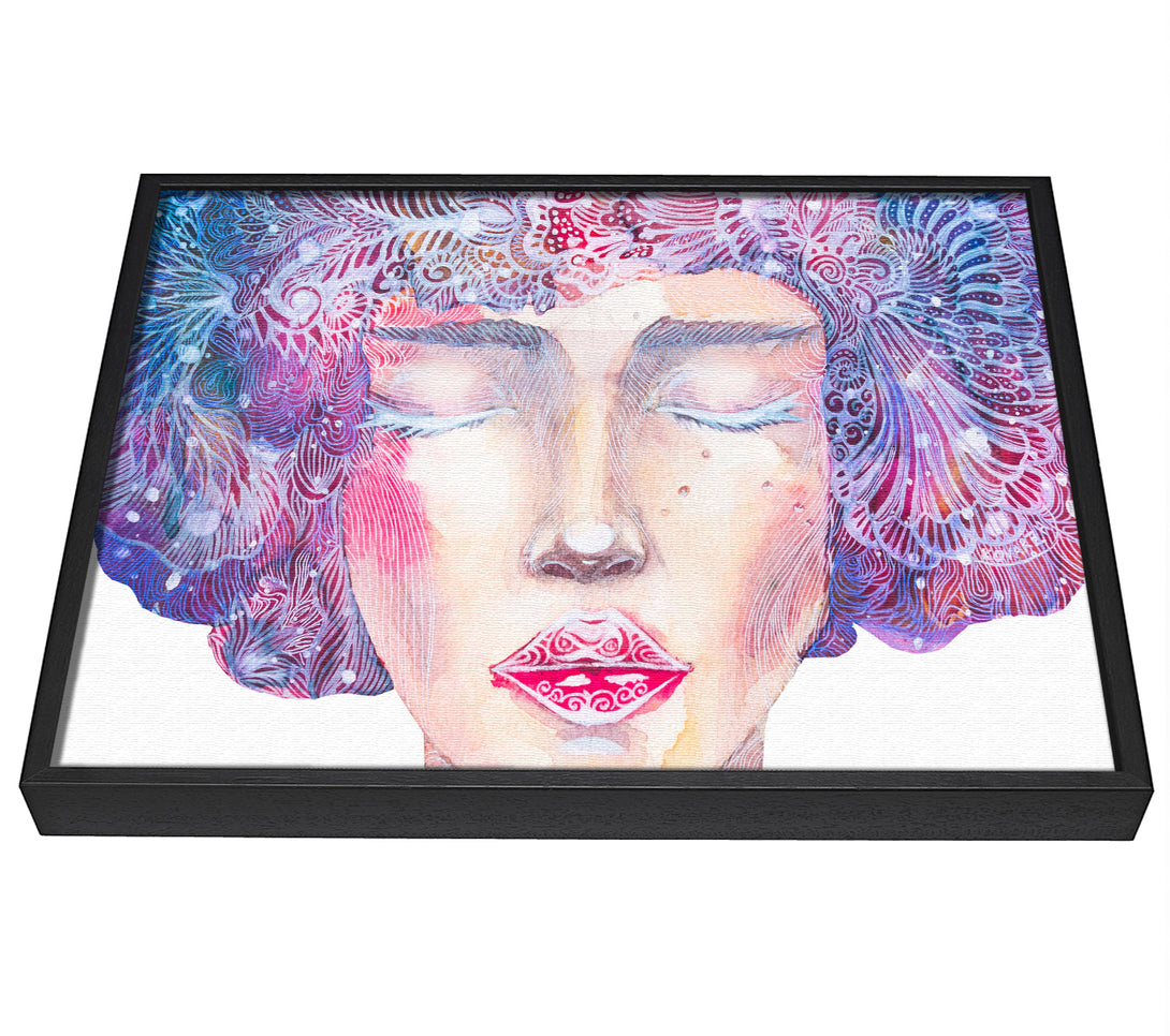 A picture of a The Pretty Watercolour Face framed canvas print sold by Wallart-Direct.co.uk