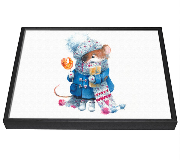 A picture of a Watercolour Mouse framed canvas print sold by Wallart-Direct.co.uk