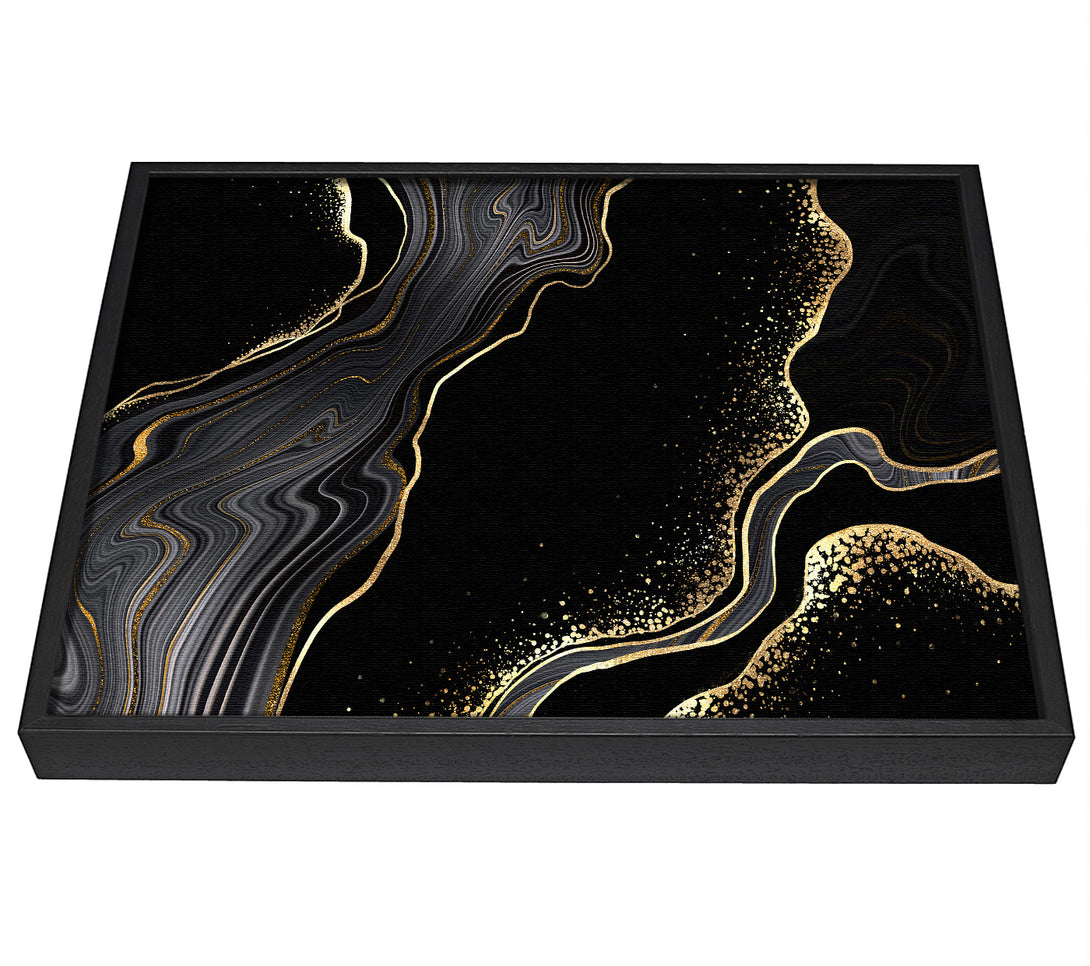 A picture of a Black And Gold Flakes framed canvas print sold by Wallart-Direct.co.uk