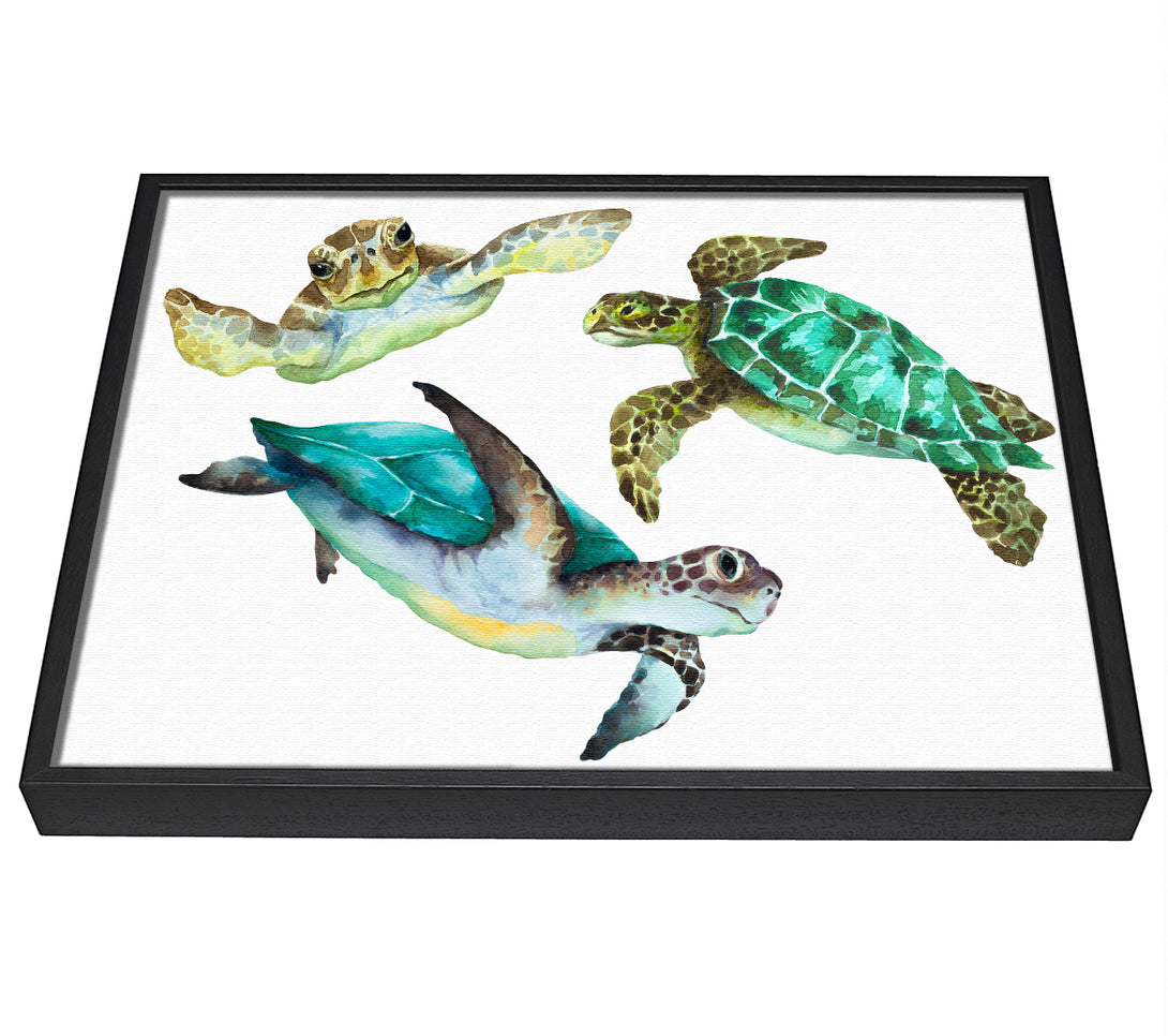 A picture of a Seaturtle Love framed canvas print sold by Wallart-Direct.co.uk