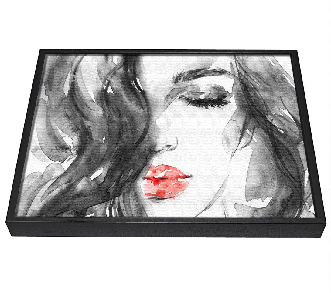 A picture of a Watercolour Red Lips framed canvas print sold by Wallart-Direct.co.uk