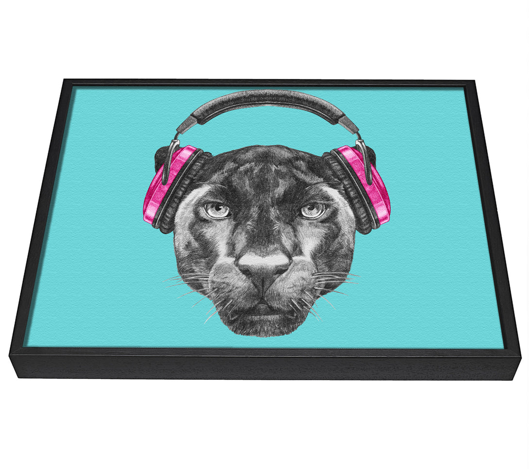 A picture of a Headphone Jaguar Dj framed canvas print sold by Wallart-Direct.co.uk