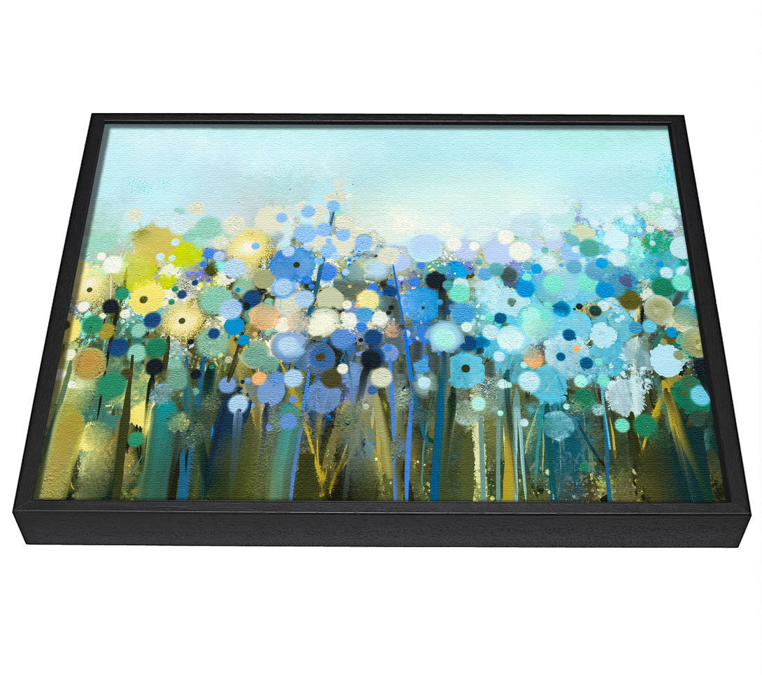 A picture of a The Turquoise Wonder Flowers framed canvas print sold by Wallart-Direct.co.uk