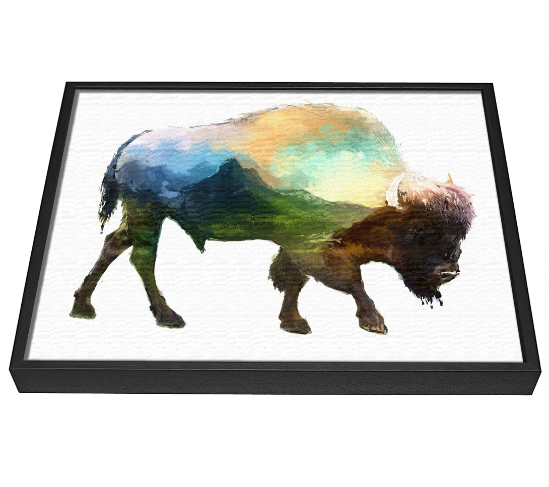 A picture of a The Bison Of The Universe framed canvas print sold by Wallart-Direct.co.uk