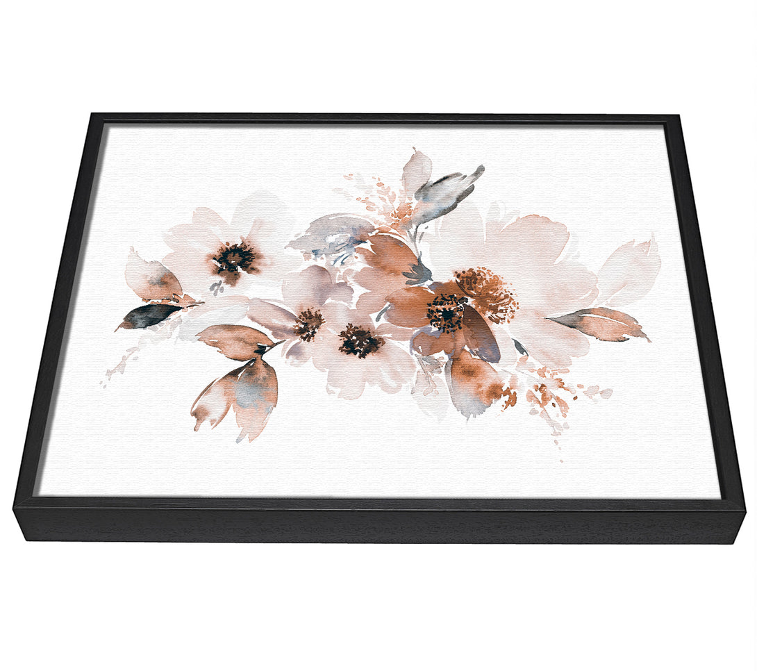 A picture of a Blush Peach Flowers framed canvas print sold by Wallart-Direct.co.uk