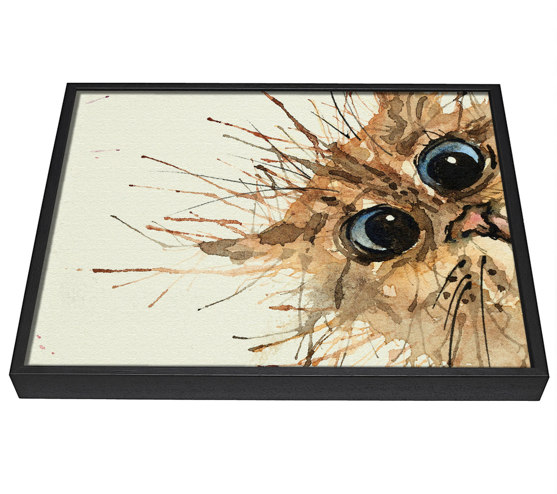 A picture of a Watercolour Splat Cat framed canvas print sold by Wallart-Direct.co.uk