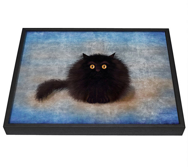 A picture of a Black Fuzzy Cat framed canvas print sold by Wallart-Direct.co.uk