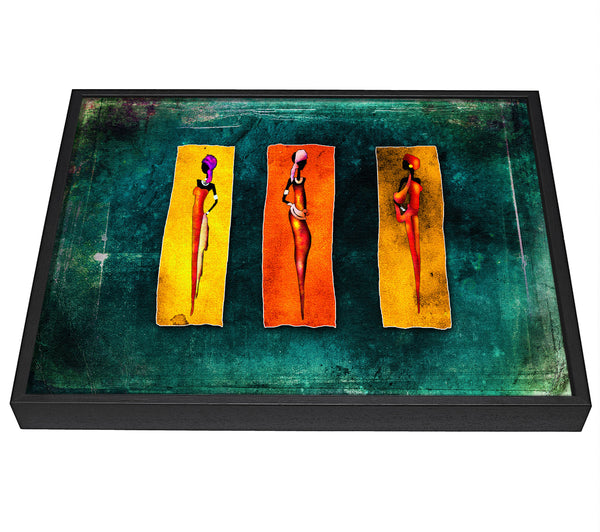 A picture of a Three Traditional African framed canvas print sold by Wallart-Direct.co.uk