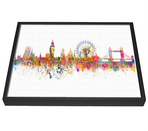 A picture of a London Skyline Splatter framed canvas print sold by Wallart-Direct.co.uk