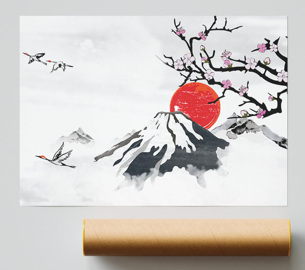 Red Japanese Sunset Branch