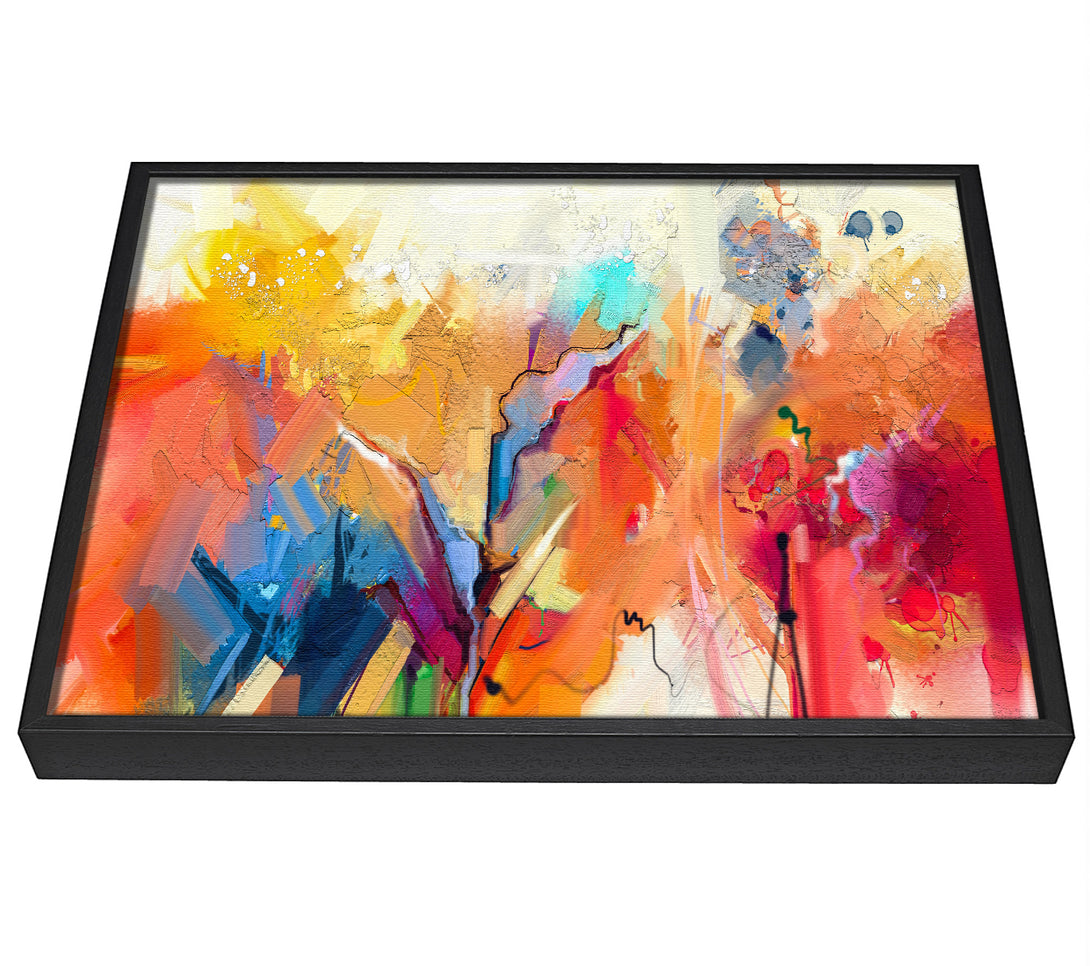 A picture of a Colour Spill Flowers framed canvas print sold by Wallart-Direct.co.uk