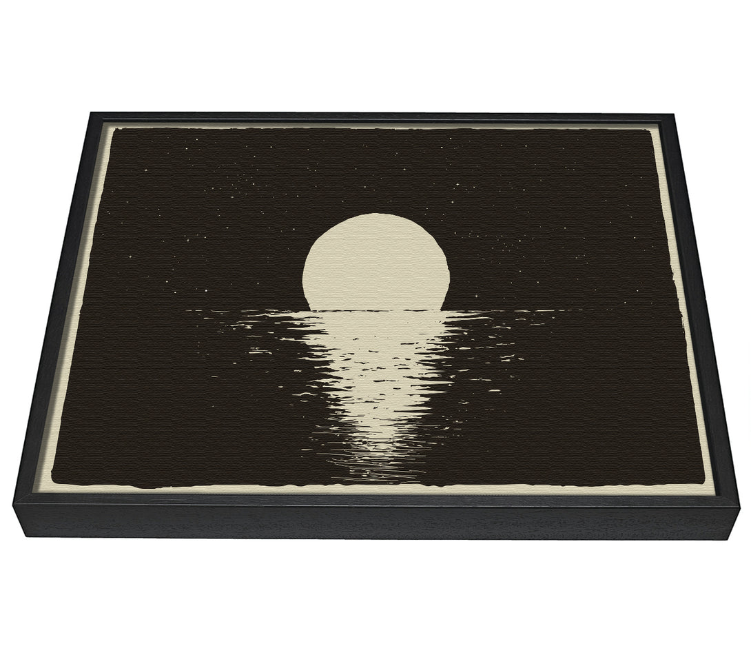 A picture of a The Moon At Night Sea framed canvas print sold by Wallart-Direct.co.uk