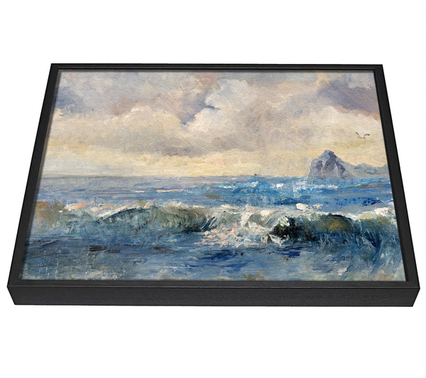 A picture of a Dull Skies Over The Crashing Waves framed canvas print sold by Wallart-Direct.co.uk