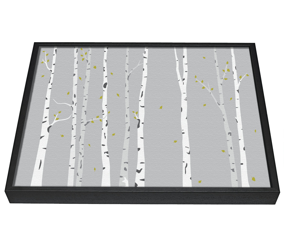 A picture of a Birch Trees On Grey framed canvas print sold by Wallart-Direct.co.uk