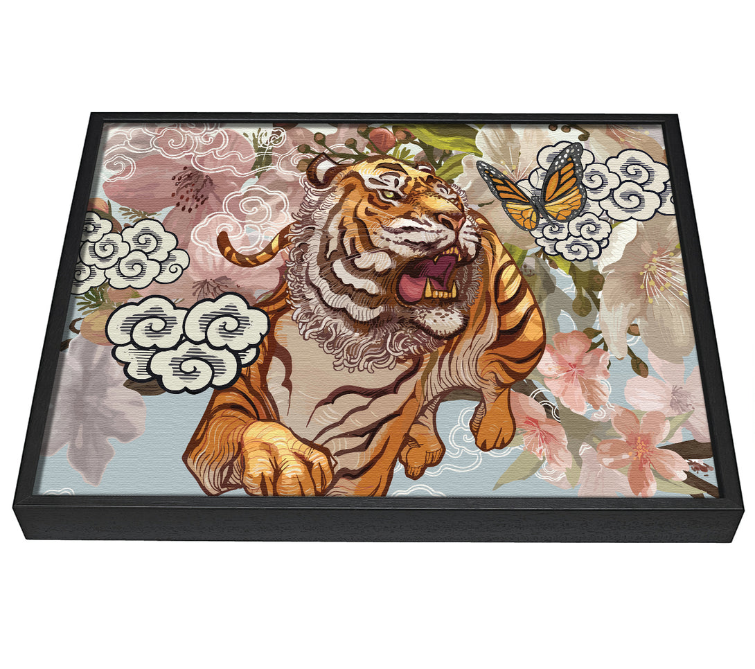 A picture of a The Tiger Floral framed canvas print sold by Wallart-Direct.co.uk