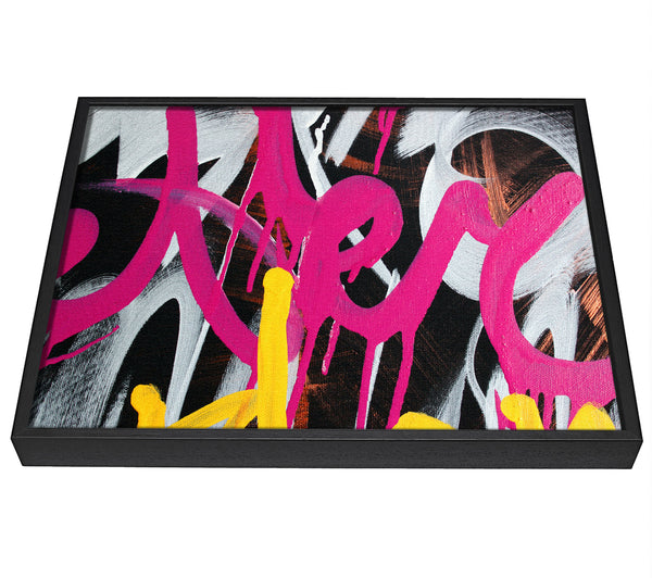 A picture of a Swirl Of Pink Graffiti framed canvas print sold by Wallart-Direct.co.uk