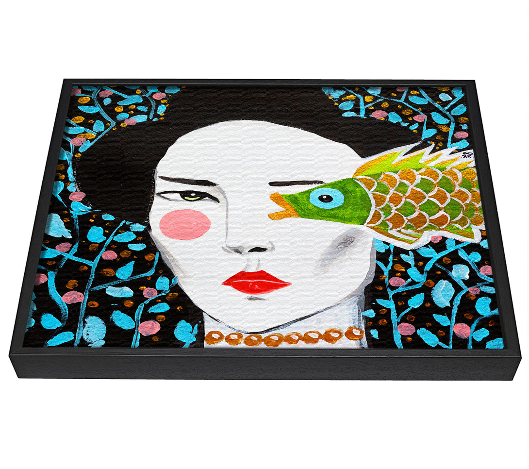 A picture of a Geisha Fish framed canvas print sold by Wallart-Direct.co.uk