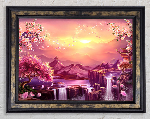 Beautiful Pink Blossom Waterfall