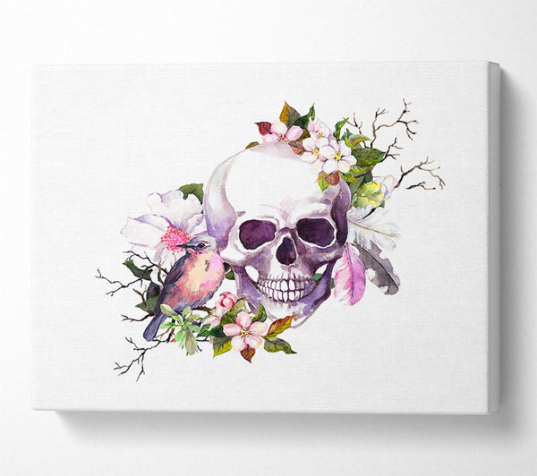 Skull Flowers And Bird