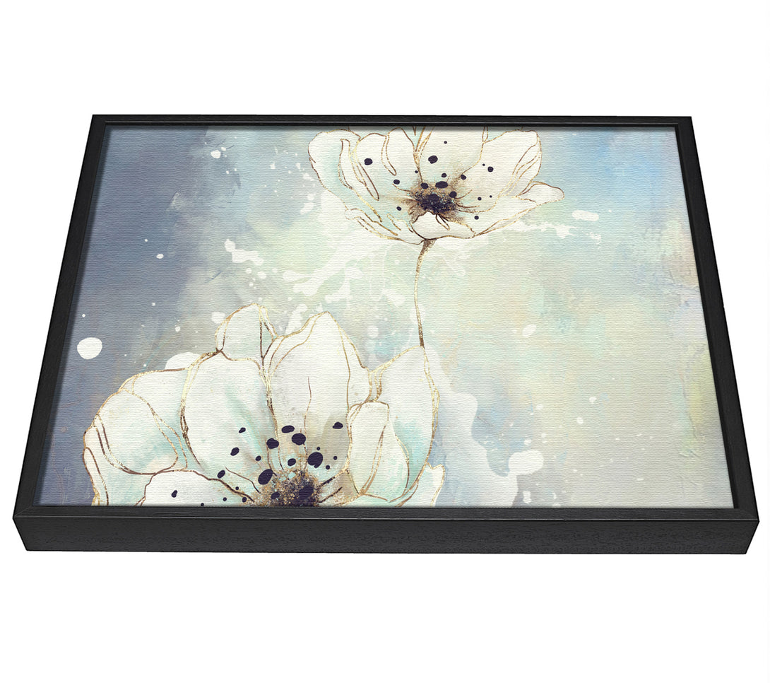 A picture of a White Flowers In Abstract framed canvas print sold by Wallart-Direct.co.uk