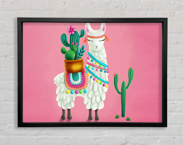 Llama Carrying Cactus