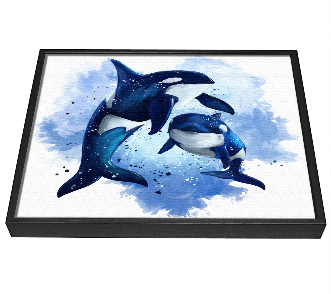 A picture of a Orca Mother And Baby framed canvas print sold by Wallart-Direct.co.uk